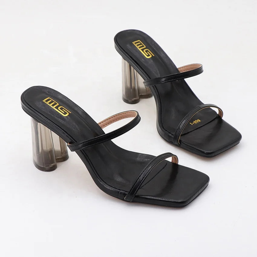 Open Square-toe Heeled Sandals