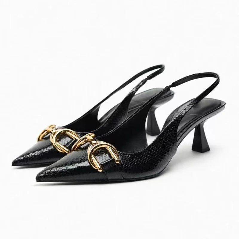 Kitten Mules Black Women High Heels