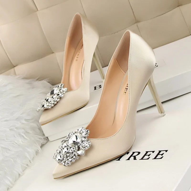 Korean Shining Crystal Simple  High Heels
