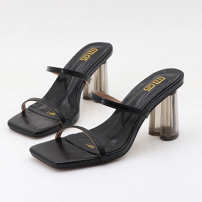Open Square-toe Heeled Sandals