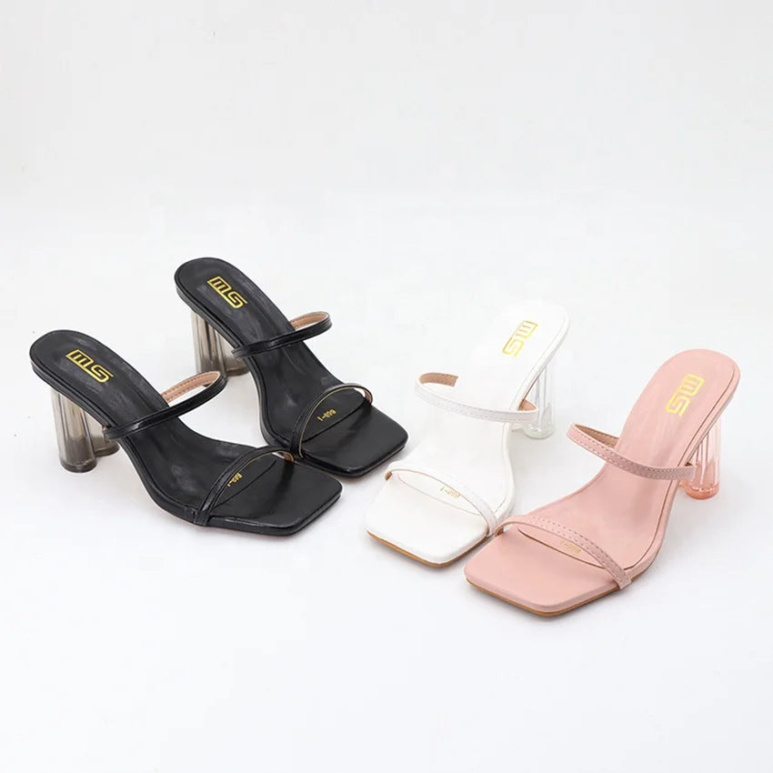 Open Square-toe Heeled Sandals