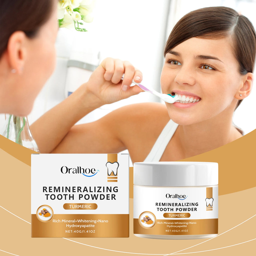 Oralhoe Turmeric Tooth Powder for Gentle Daily Home Use Tartar Cleaning Tooth Powder