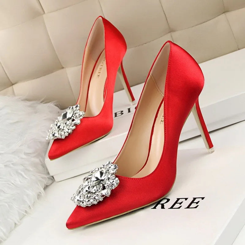 Korean Shining Crystal Simple  High Heels
