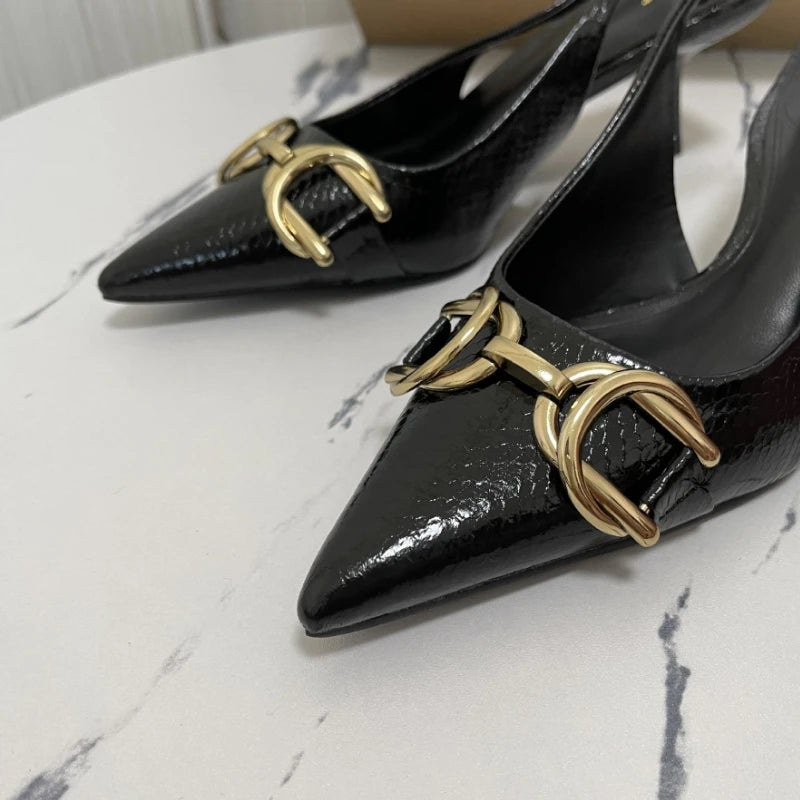 Kitten Mules Black Women High Heels