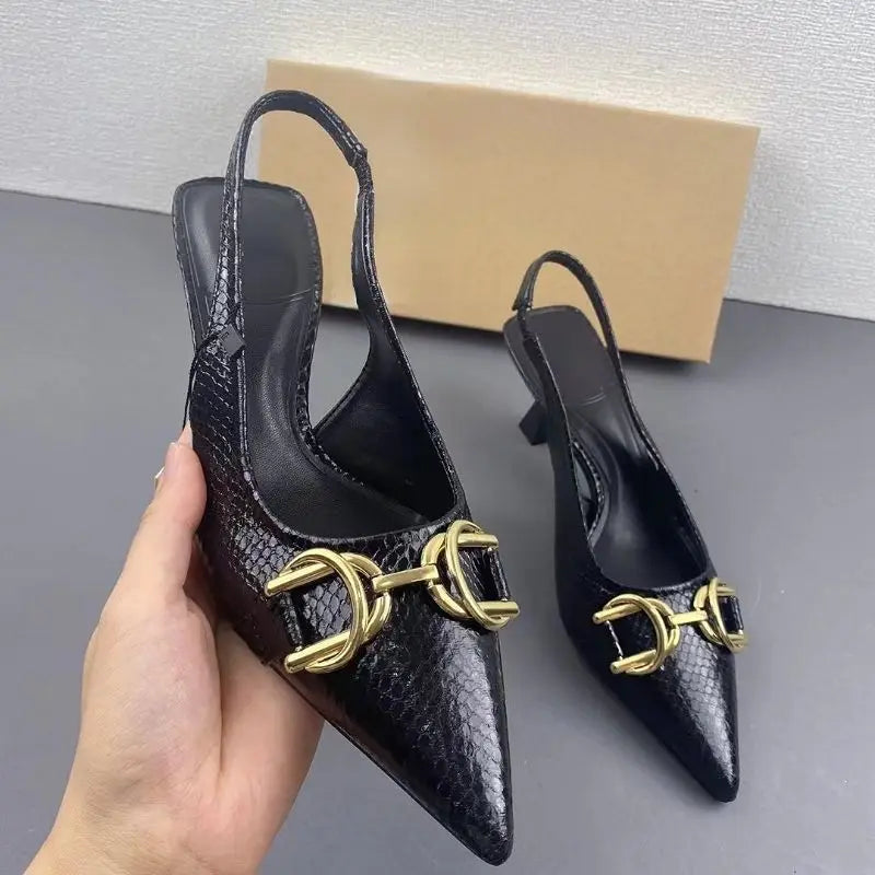 Kitten Mules Black Women High Heels