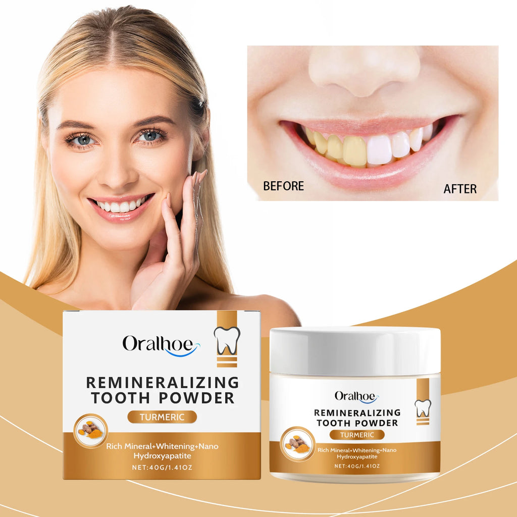 Oralhoe Turmeric Tooth Powder for Gentle Daily Home Use Tartar Cleaning Tooth Powder