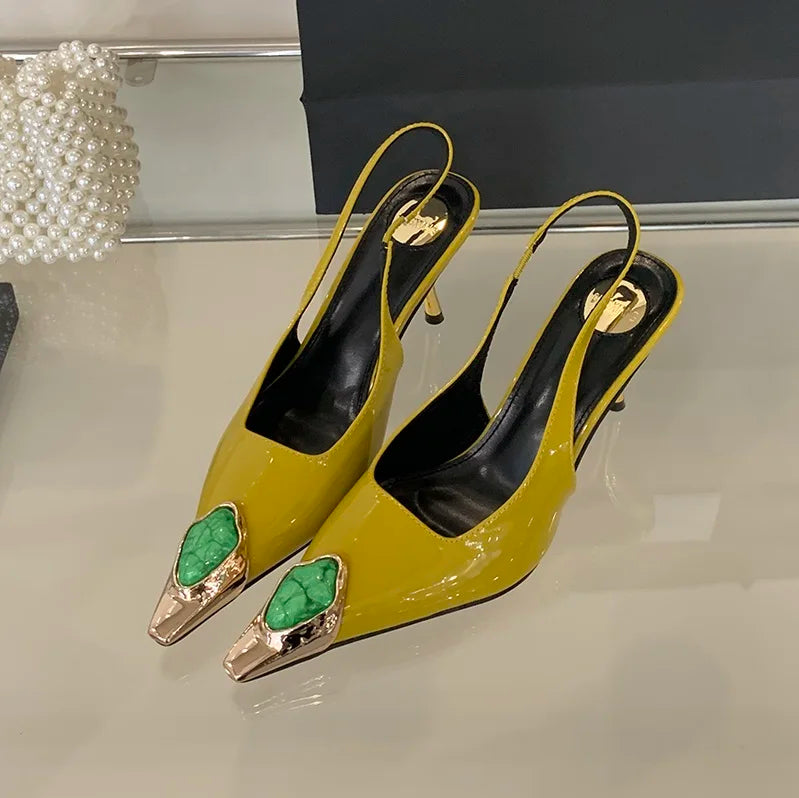 POINTY-TOE•LEATHER•PUMPS