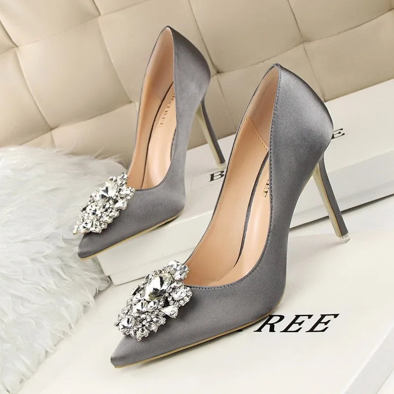 Korean Shining Crystal Simple  High Heels