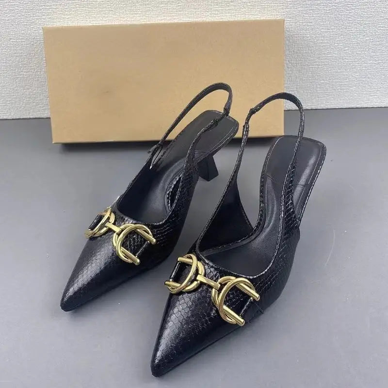 Kitten Mules Black Women High Heels