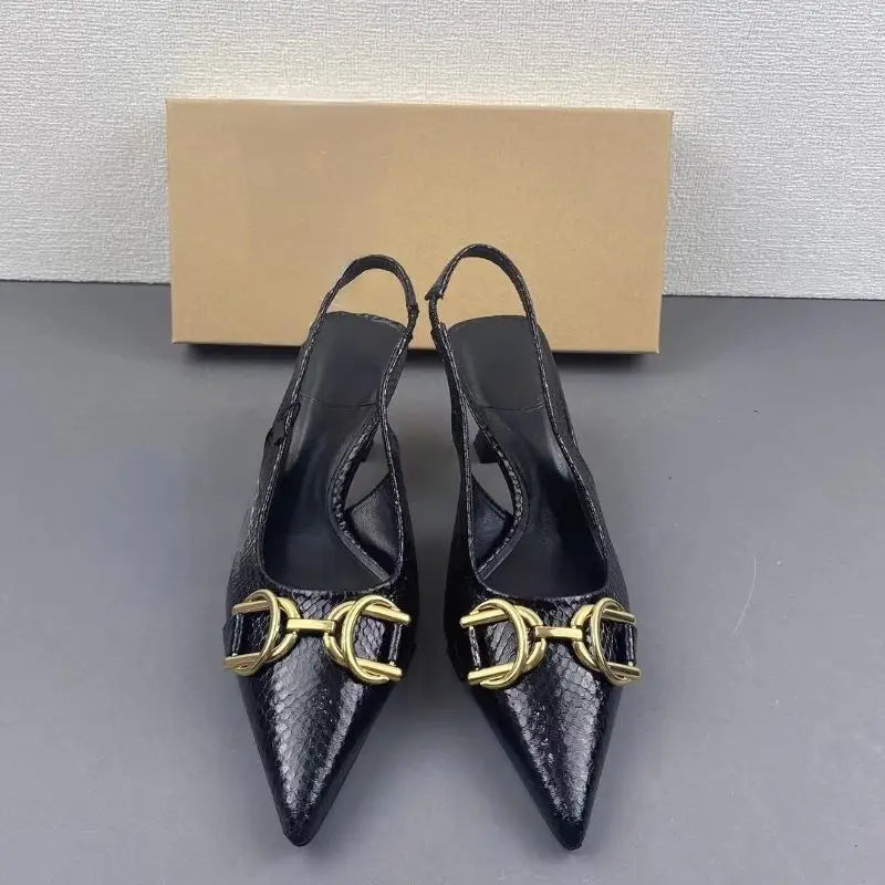 Kitten Mules Black Women High Heels