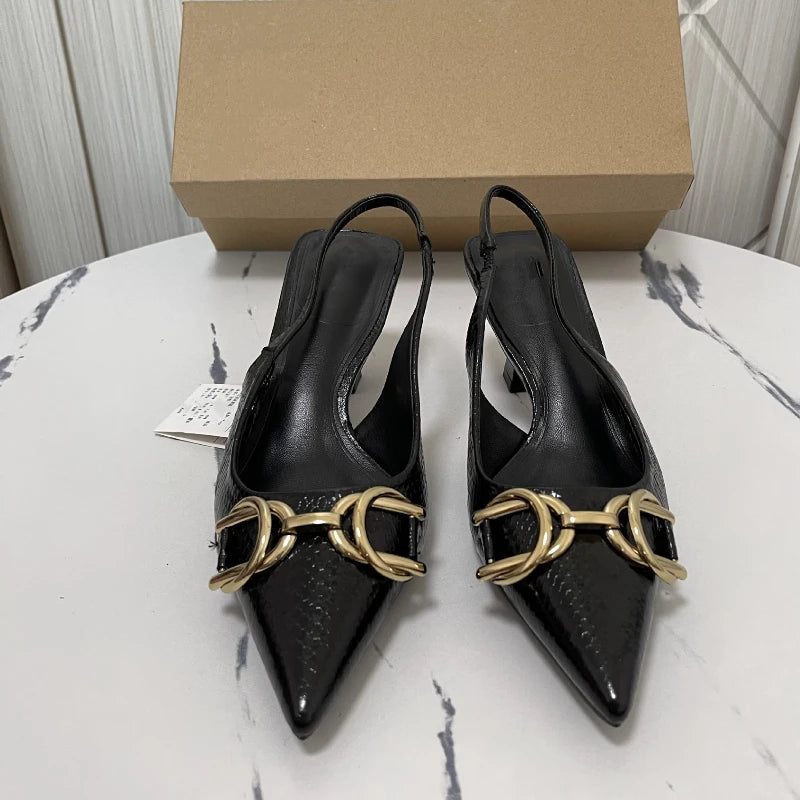 Kitten Mules Black Women High Heels