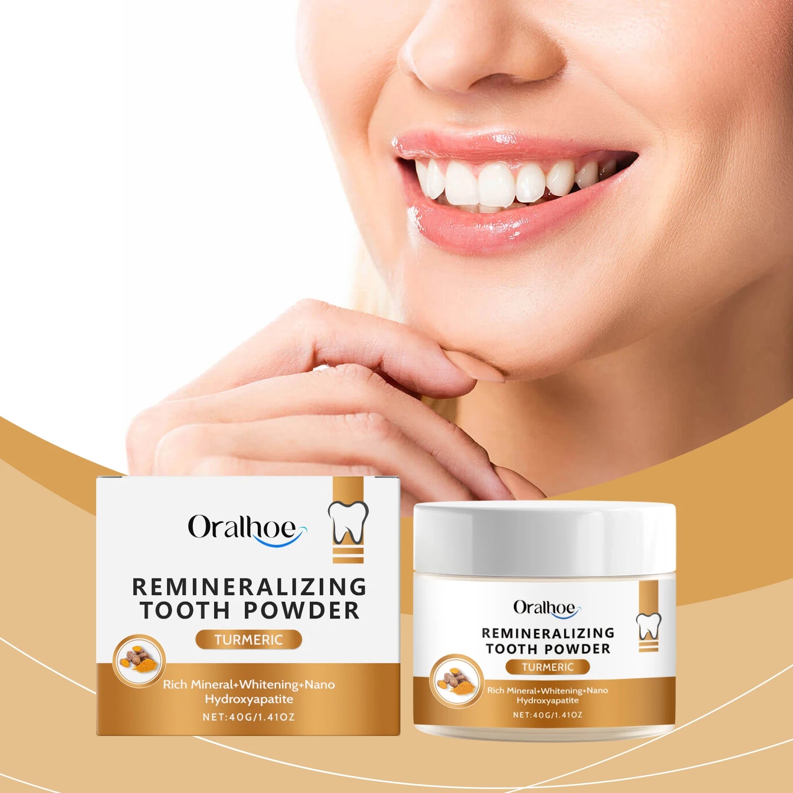 Oralhoe Turmeric Tooth Powder for Gentle Daily Home Use Tartar Cleaning Tooth Powder