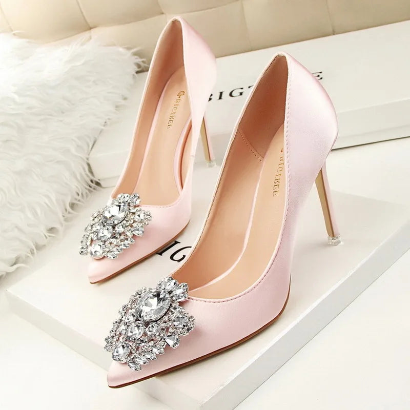 Korean Shining Crystal Simple  High Heels