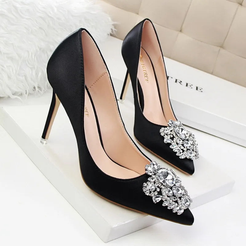 Korean Shining Crystal Simple  High Heels