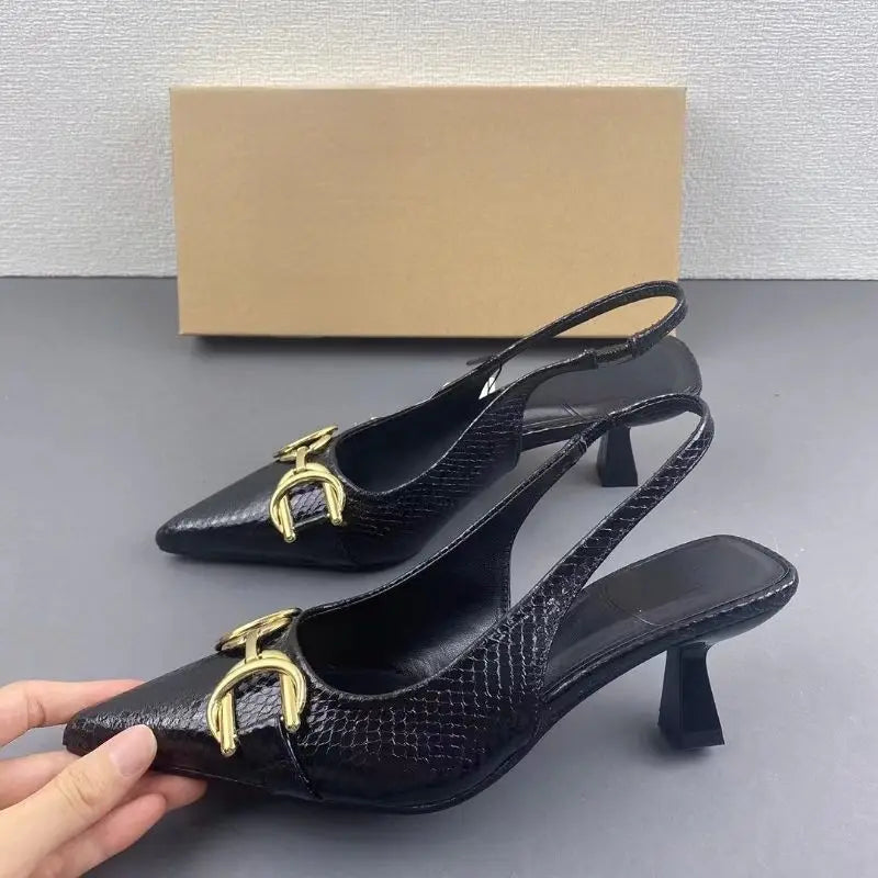 Kitten Mules Black Women High Heels