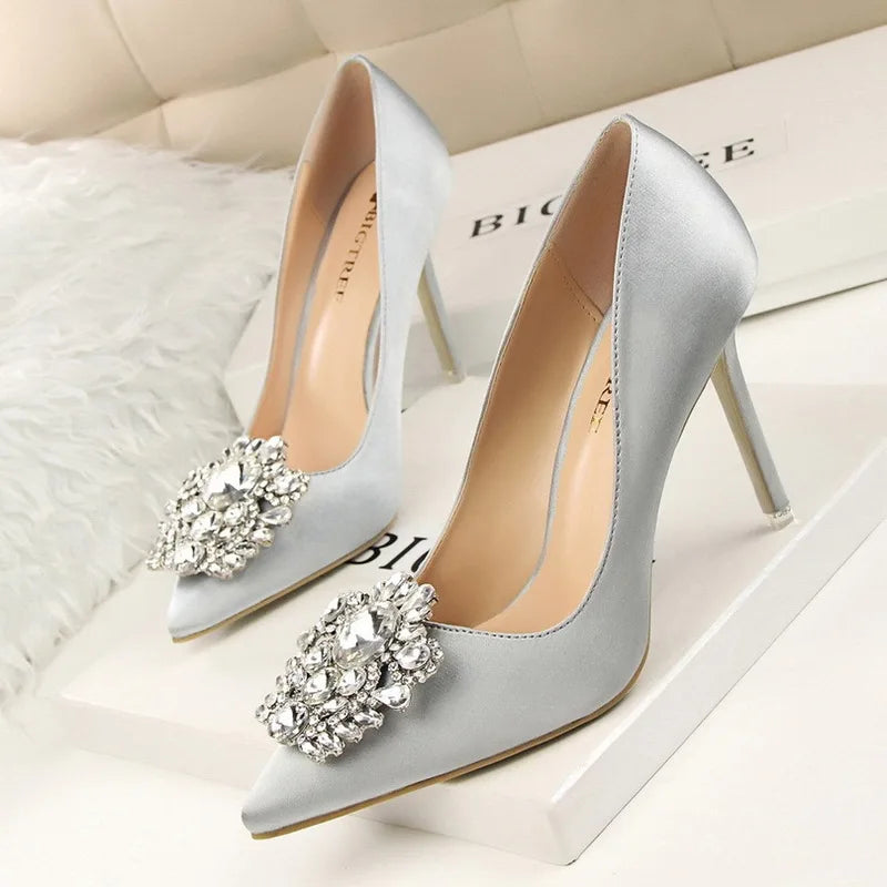 Korean Shining Crystal Simple  High Heels