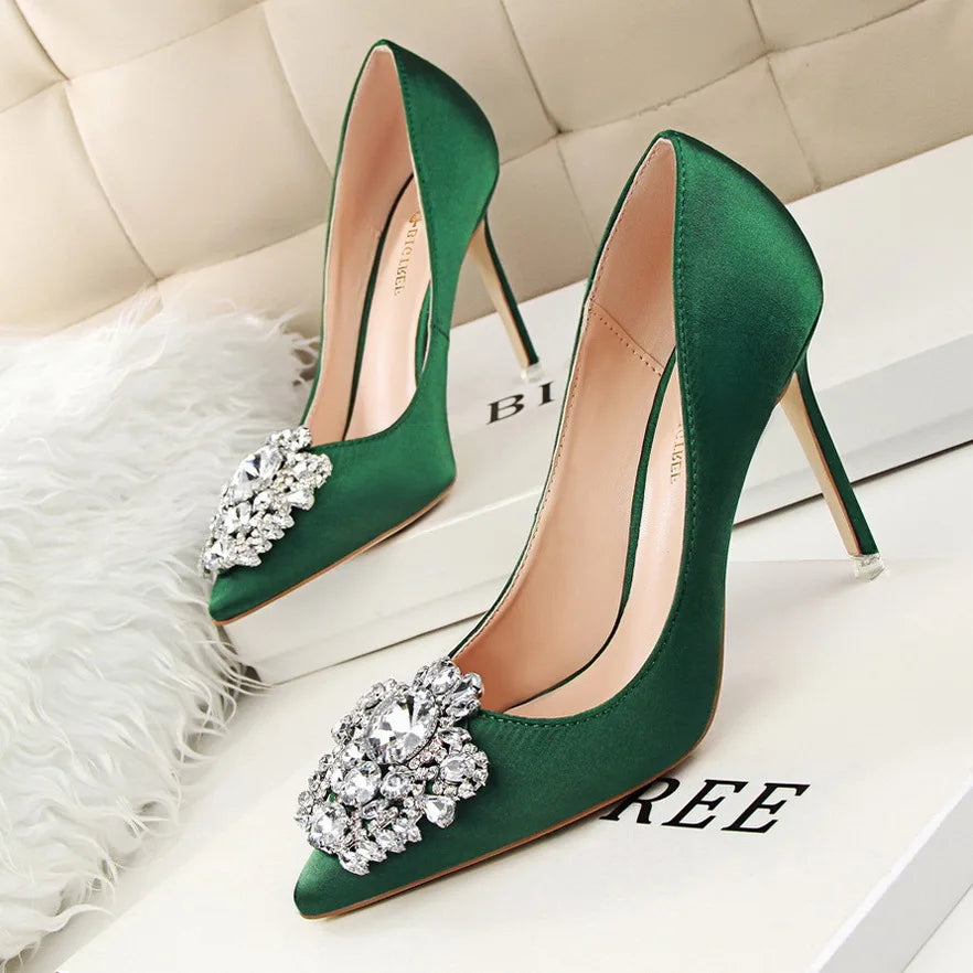 Korean Shining Crystal Simple  High Heels