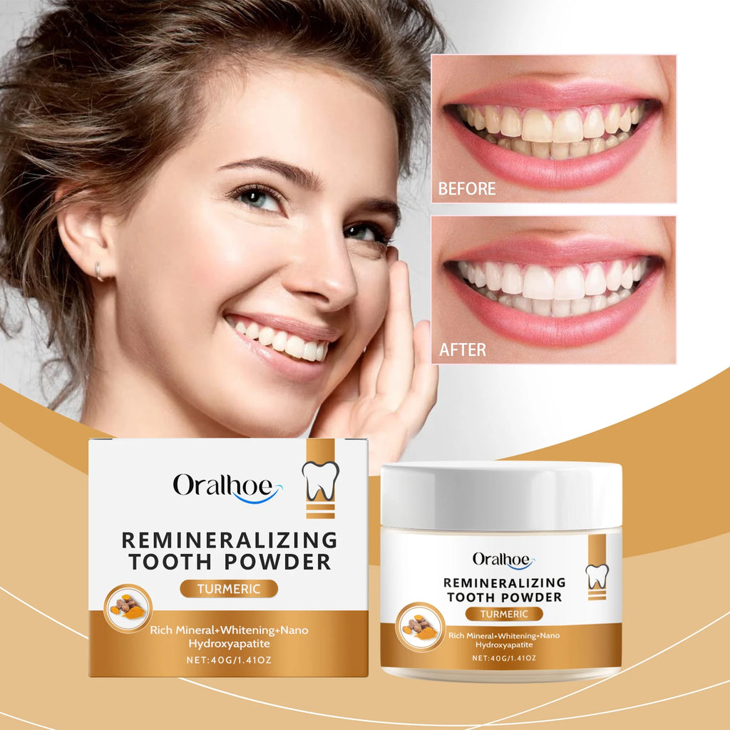 Oralhoe Turmeric Tooth Powder for Gentle Daily Home Use Tartar Cleaning Tooth Powder