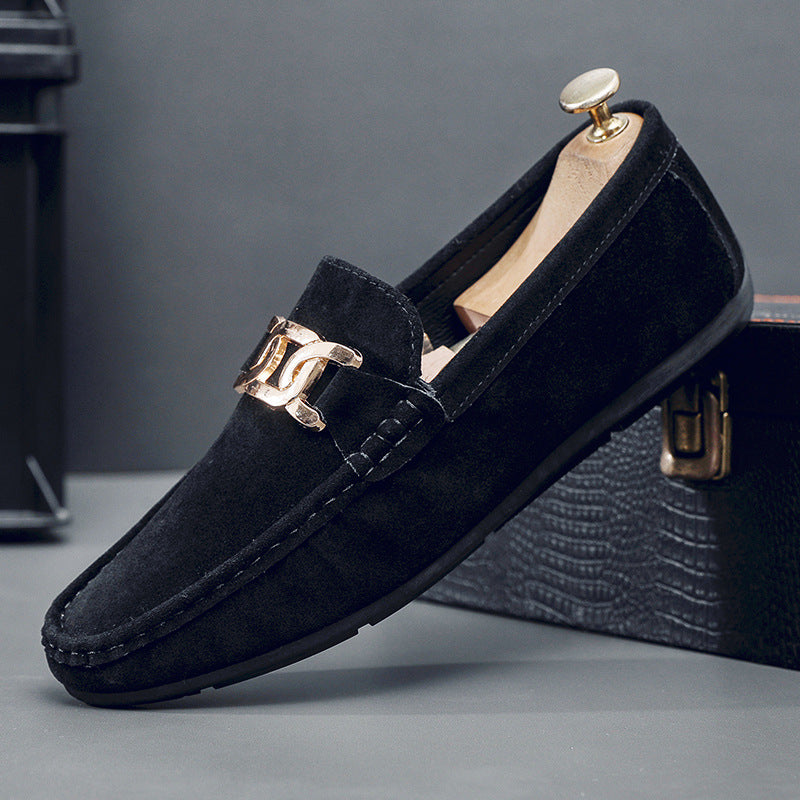 Doudou Shoes Men's Autum 2024 New Frosted Suede Lazy One-Leg Small Leather Shoes Loaf Driving Shoes for Men by Trenches of Mariana