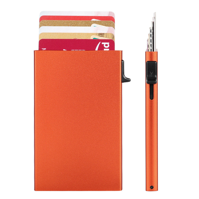 Fashionable and Simple Ultra-Thin Metal Automatic Pop-Up Card Holder for Men and Women Anti-Theft Brush Anti-Degaussing Aluminum Alloy Card Box by Trenches of Mariana