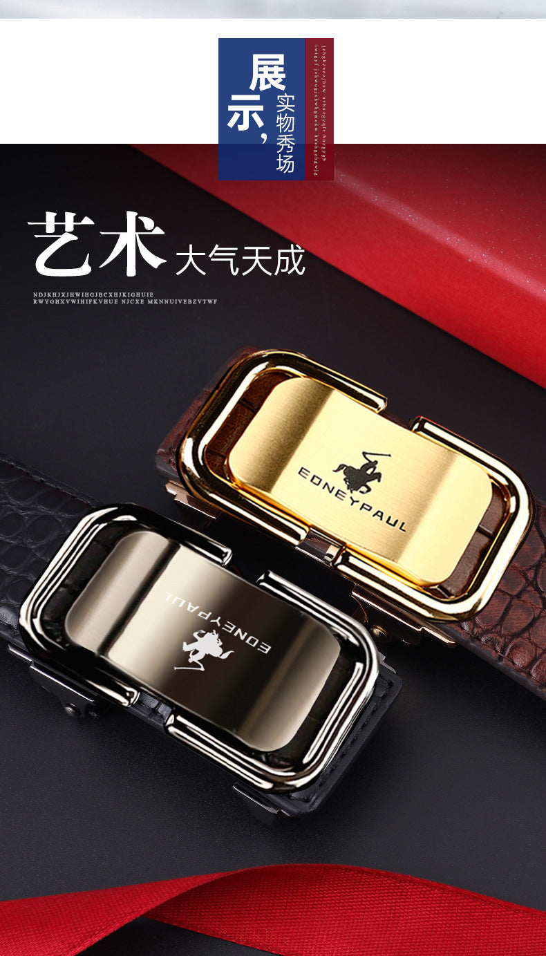 Men's Belt Genuine Leather Crocodile Pattern,Automatic Buckle