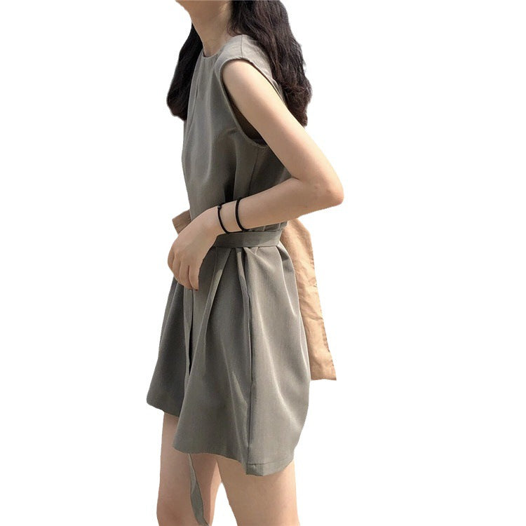 Trenches of Mariana small casual sportswear jumpsuit for women, Hong Kong style streetwear, loose two-piece student fashion.