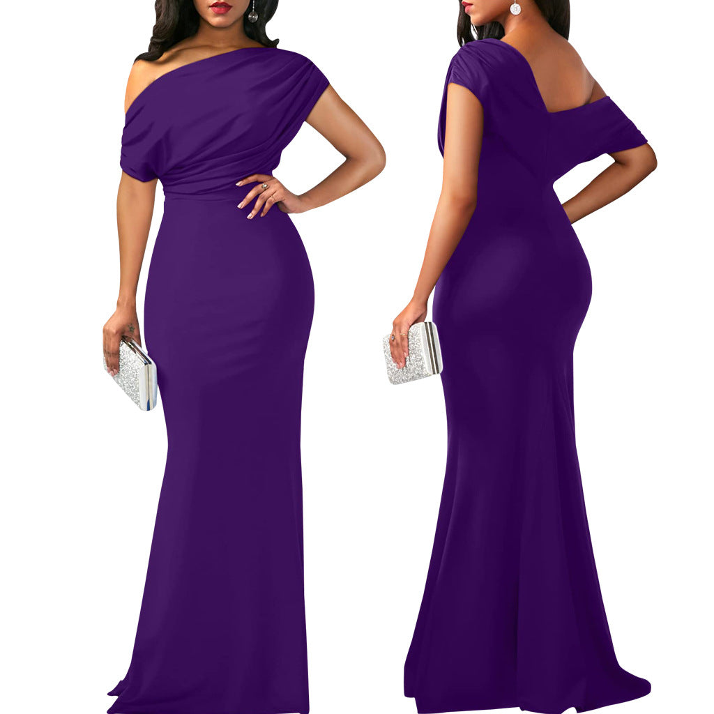 Elegant 2024 spring women's sleeveless off-shoulder long formal dress by Trenches of Mariana, featuring a fitted silhouette for parties.