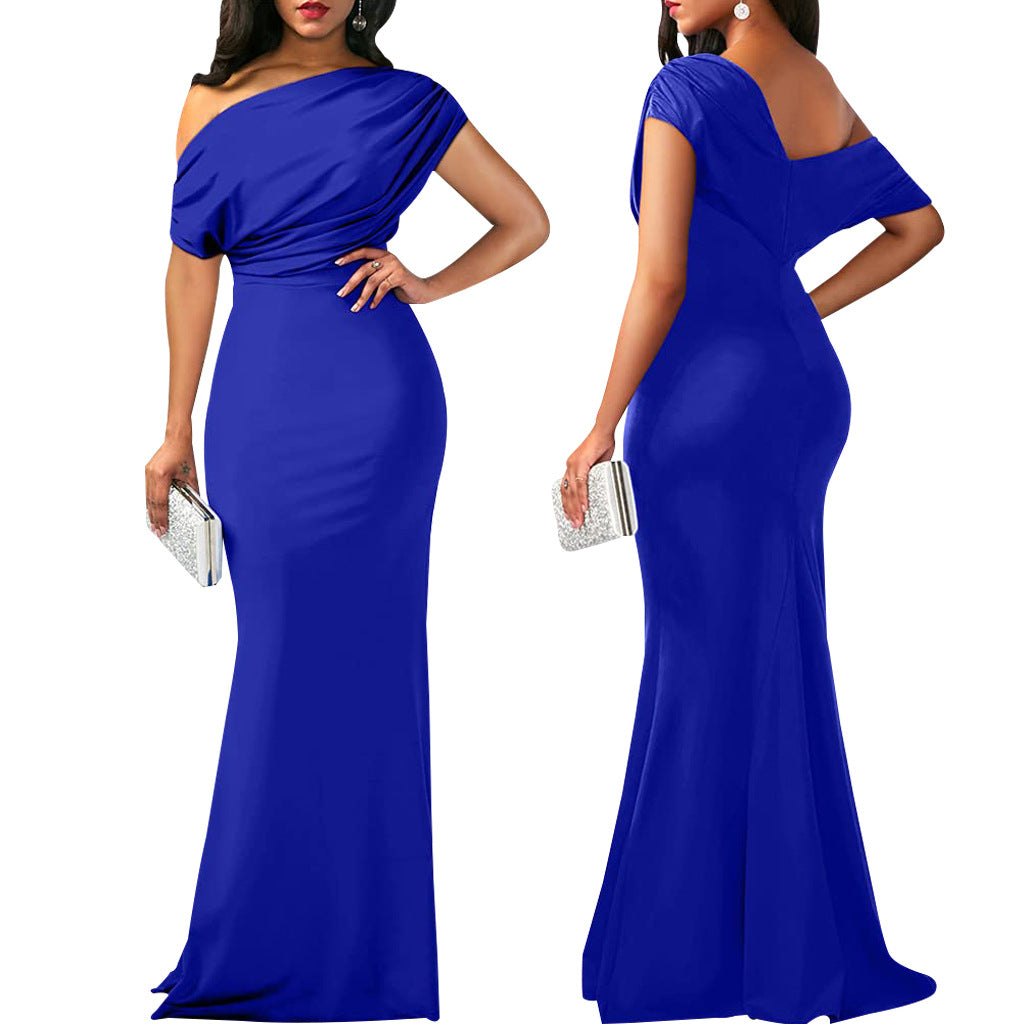 Elegant 2024 spring women's sleeveless off-shoulder long formal party dress by Trenches of Mariana, featuring a fitted silhouette.