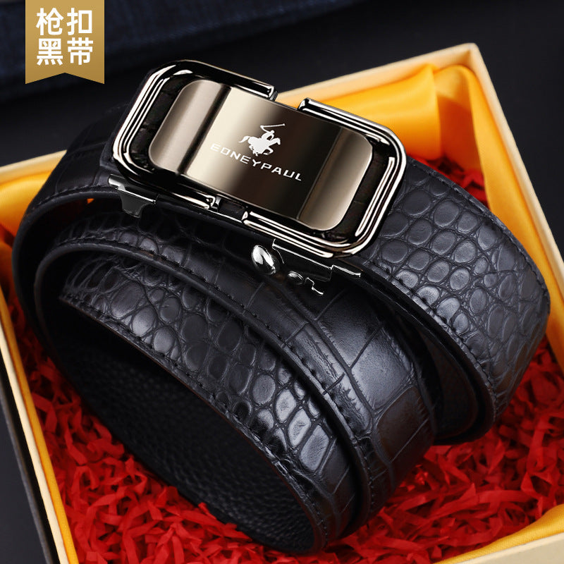 Men's Belt Genuine Leather Crocodile Pattern,Automatic Buckle
