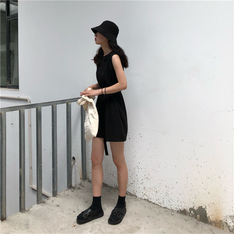 Casual street-style women's jumpsuit by Trenches of Mariana, loose two-piece sportswear with Hong Kong style for students.