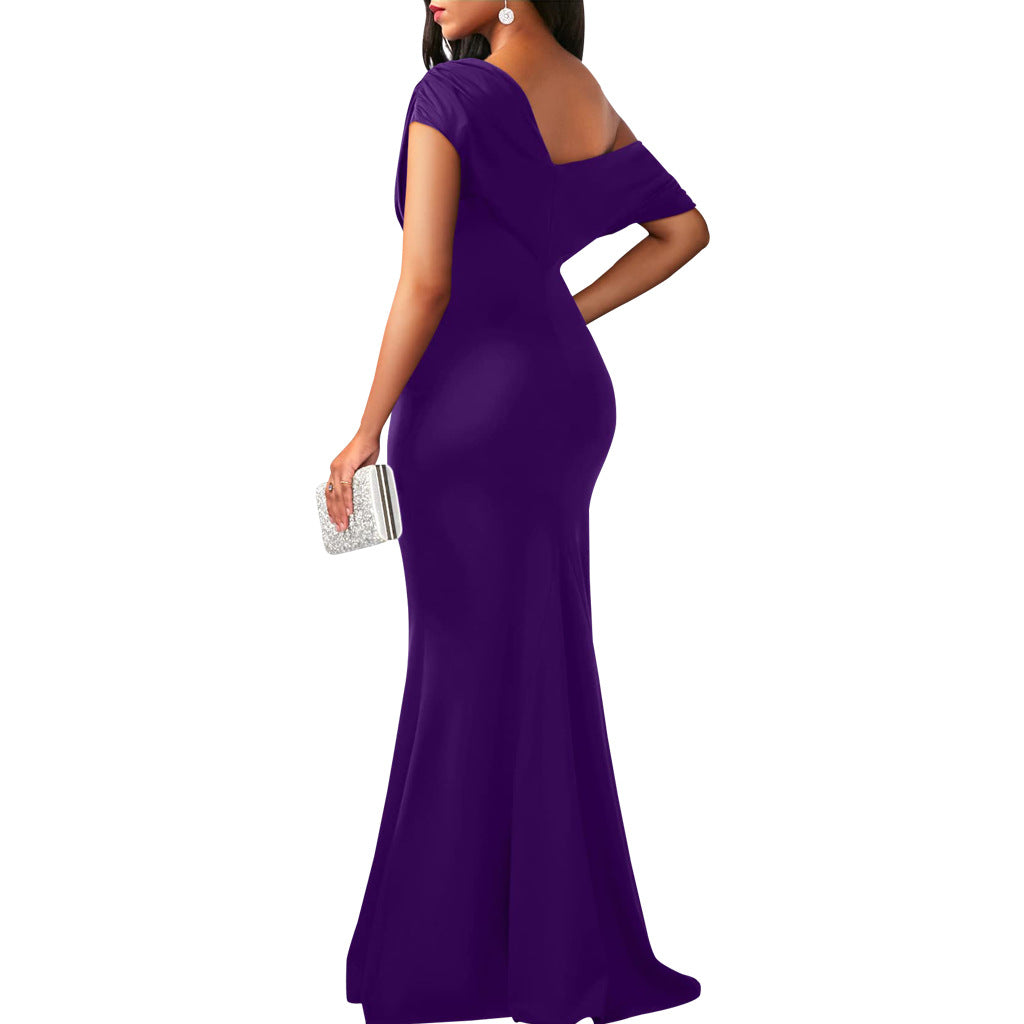 Elegant 2024 spring women's sleeveless off-shoulder long formal party dress by Trenches of Mariana, featuring a fitted silhouette.