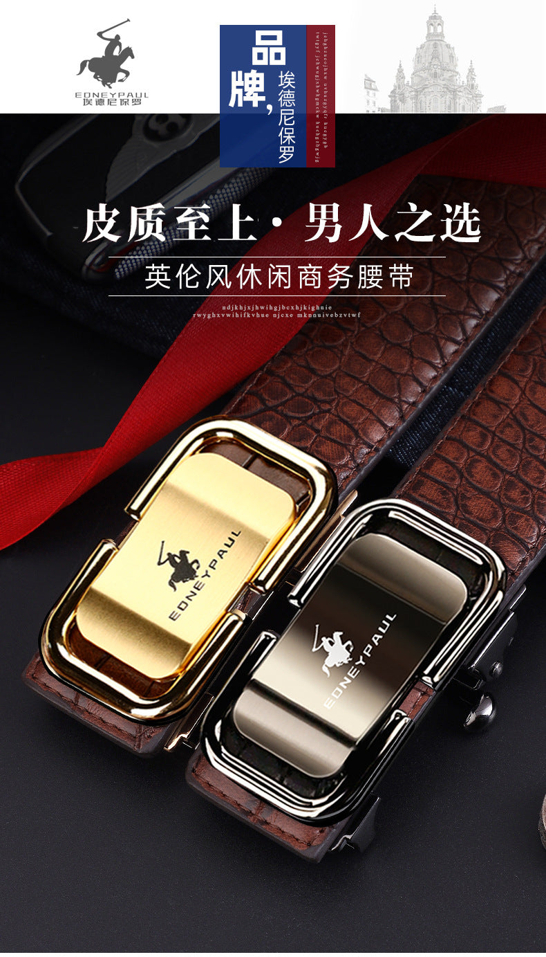 Men's Belt Genuine Leather Crocodile Pattern,Automatic Buckle