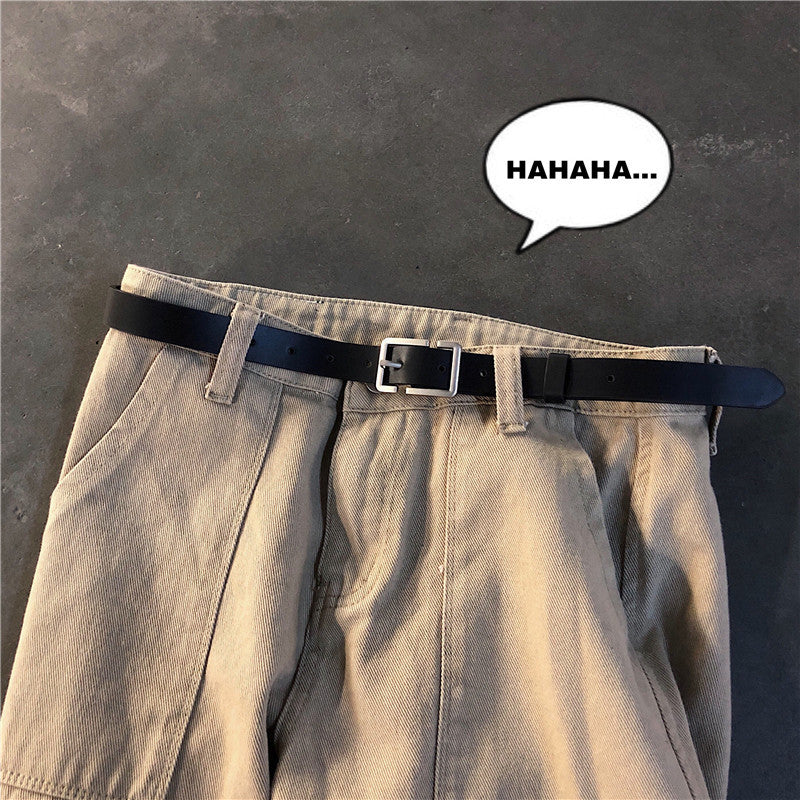 Internet Popular Casual Trousers Thin Belt Men's Korean Style Young Men's PU Leather Small Belt ns Style All-match Belt Decoration by Trenches of Mariana