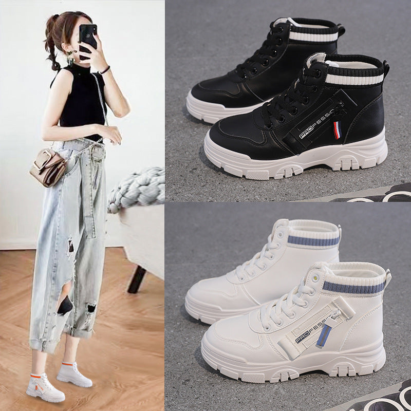 High-Top White Sneakers for Women 2026 Autumn Trendy Shoes Student Korean Style Versatile New Sneakers Sports Shoes Women's Shoes Qr522 by Trenches of Mariana