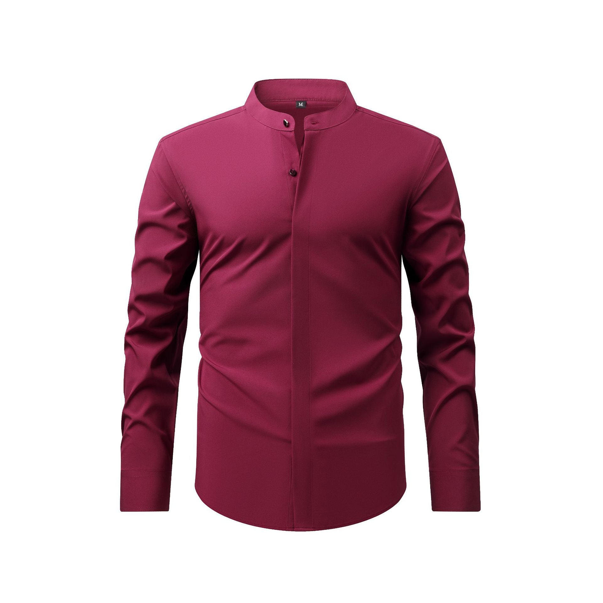 Men's retro collar long sleeve shirt by Trenches of Mariana, casual spring-autumn business shirt with elastic design.