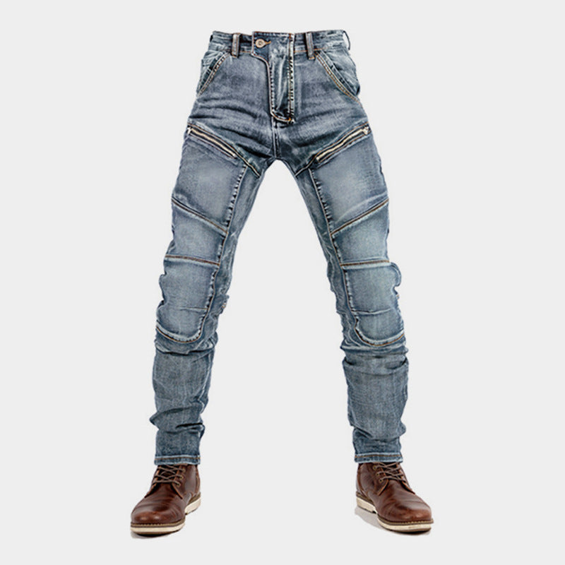 Trenches of Mariana men's motorcycle riding pants with Kevlar double zipper, slim-fit jeans, four-season, anti-fall racing gear
