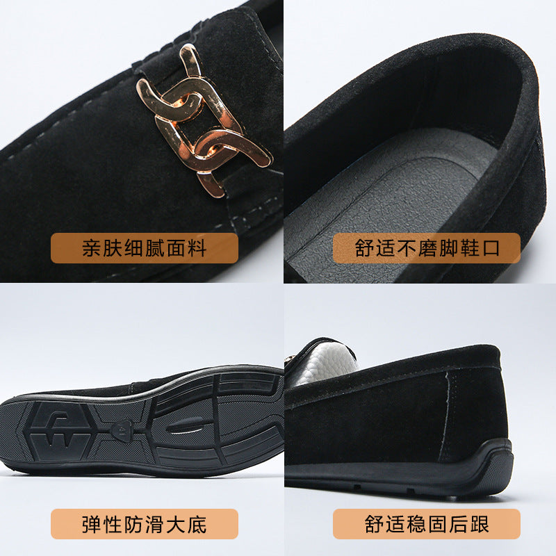 Doudou Shoes Men's Autum 2024 New Frosted Suede Lazy One-Leg Small Leather Shoes Loaf Driving Shoes for Men by Trenches of Mariana