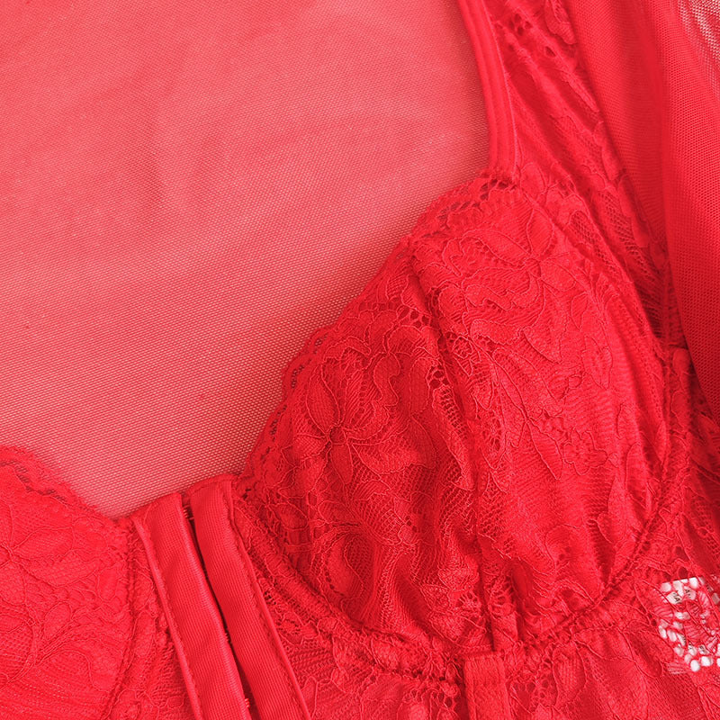 European and American style lace mesh long-sleeved T-shirt with square collar, slim fit, by Trenches of Mariana.