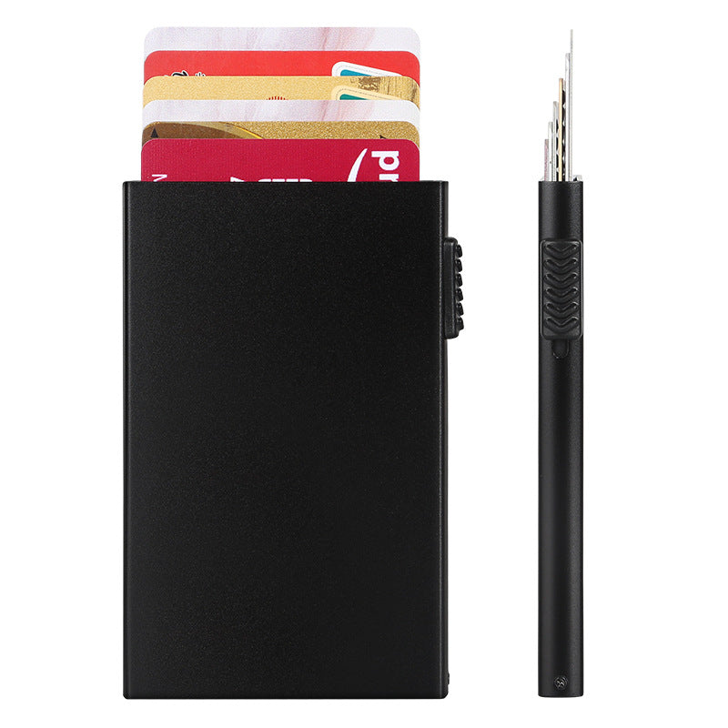 Fashionable and Simple Ultra-Thin Metal Automatic Pop-Up Card Holder for Men and Women Anti-Theft Brush Anti-Degaussing Aluminum Alloy Card Box by Trenches of Mariana