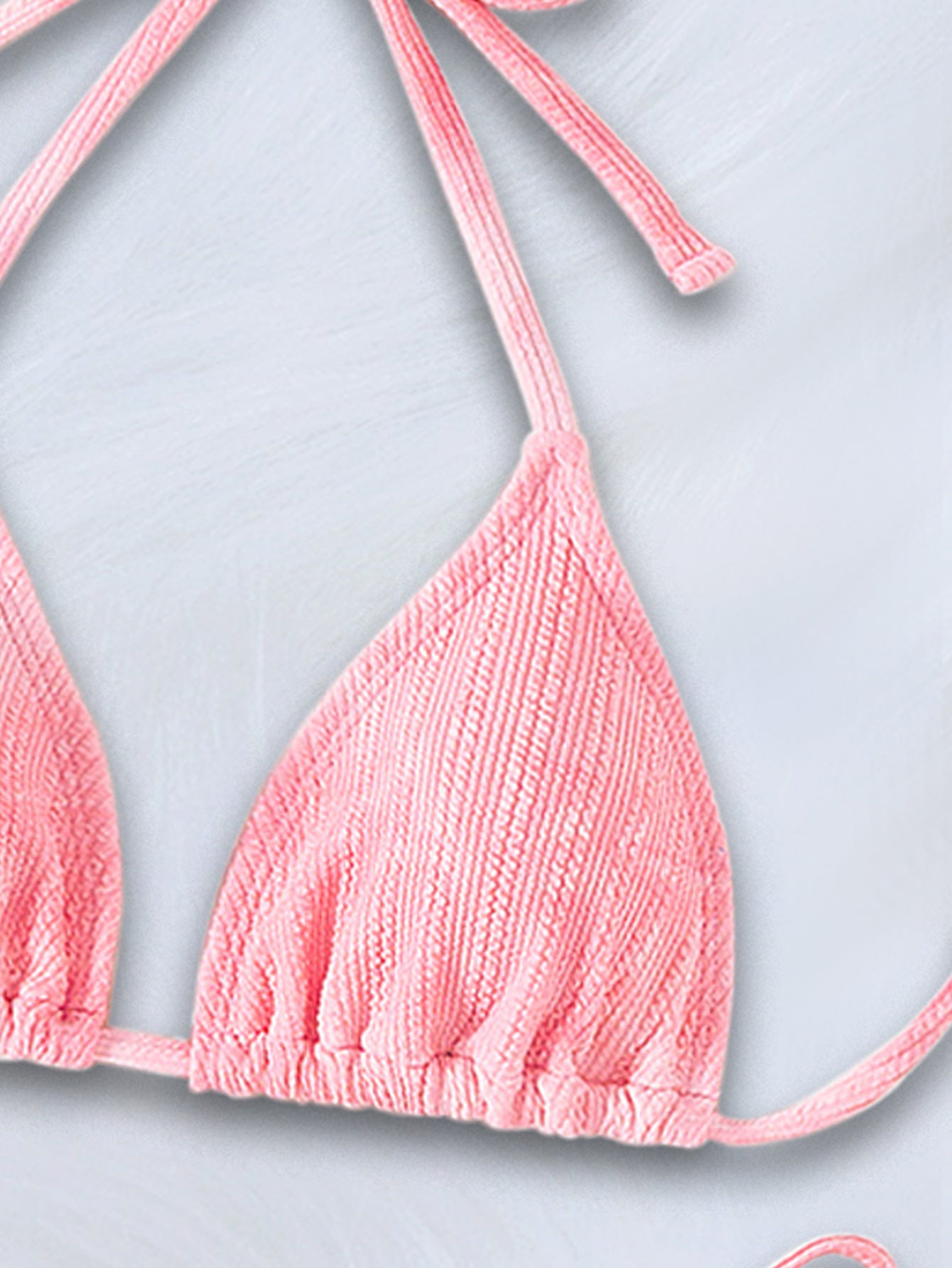 Pink backless two-piece women's bikini by Trenches of Mariana featuring European and American style split design.