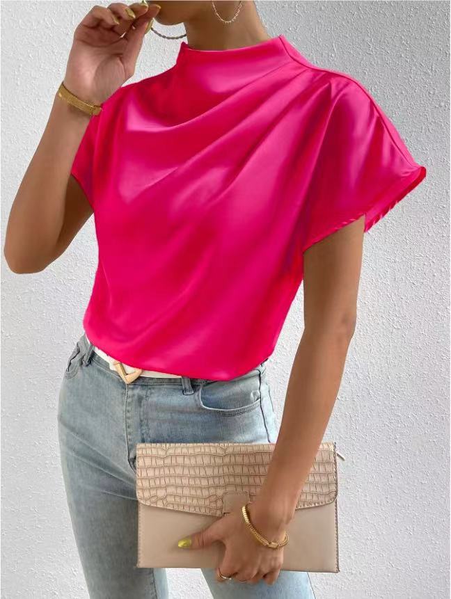 Ruched Satin and Trendy Blouse