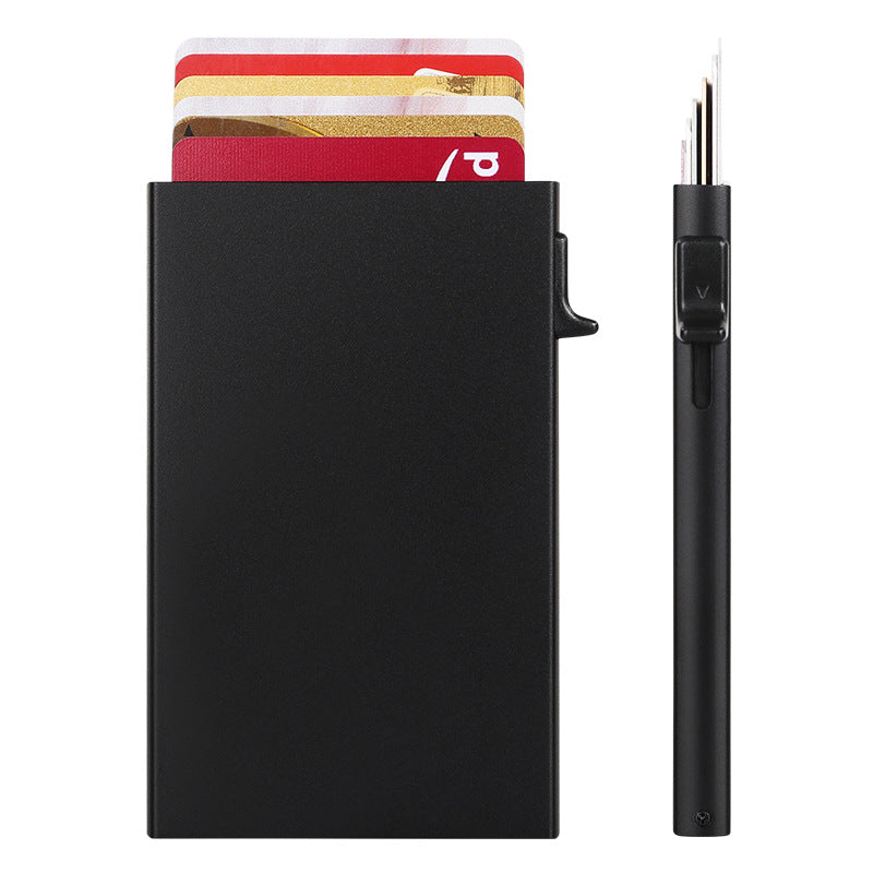 Fashionable and Simple Ultra-Thin Metal Automatic Pop-Up Card Holder for Men and Women Anti-Theft Brush Anti-Degaussing Aluminum Alloy Card Box by Trenches of Mariana
