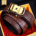 Men's Belt Genuine Leather Crocodile Pattern,Automatic Buckle