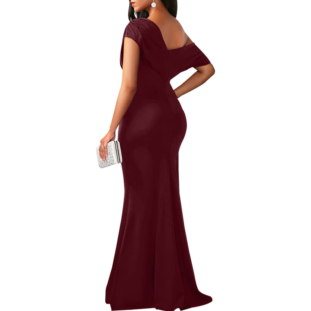 Elegant 2024 spring women's sleeveless off-shoulder formal party dress by Trenches of Mariana, featuring a fitted long design.