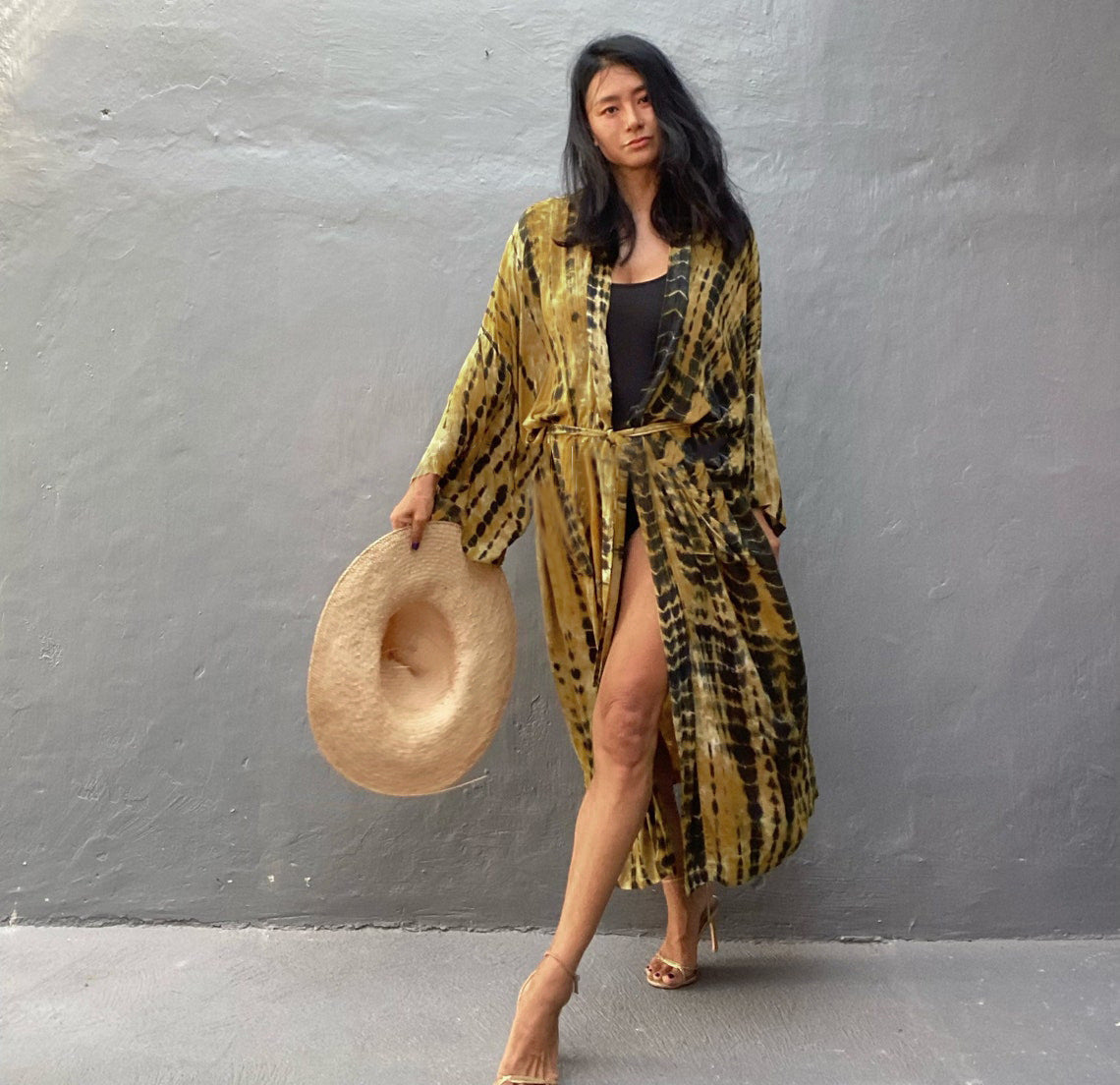 Women’s rayon tie-dye beach cover-up by Trenches of Mariana, loose fit, sun protection, perfect for vacation over swimsuits.