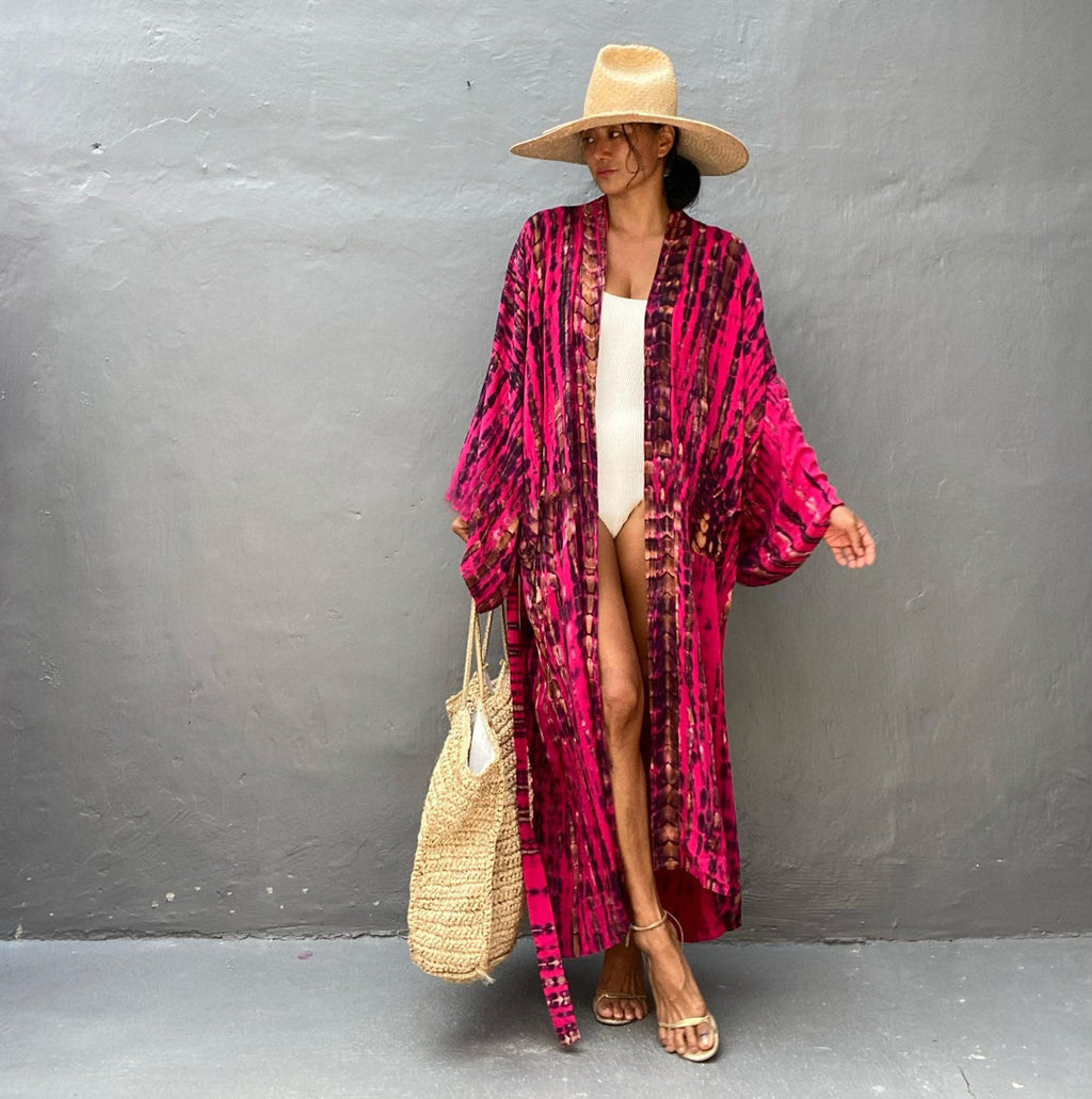 Trenches of Mariana women's rayon tie-dye beach cover-up with sun protection, loose fit, perfect for vacation and swimwear.