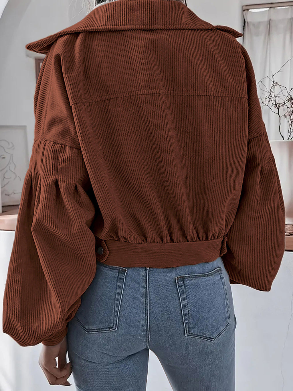 Ins Style Autumn and Winter European and American Lantern Long-Sleeved Corduroy Casual Short Outwear Jacket Amazon Hot Cross-Border Women's Clothing by Trenches of Mariana