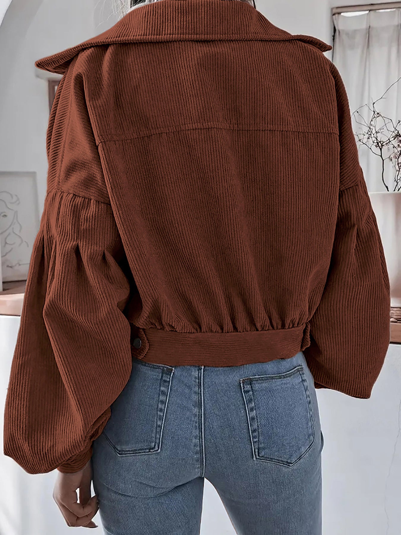 Ins Style Autumn and Winter European and American Lantern Long-Sleeved Corduroy Casual Short Outwear Jacket Amazon Hot Cross-Border Women's Clothing by Trenches of Mariana