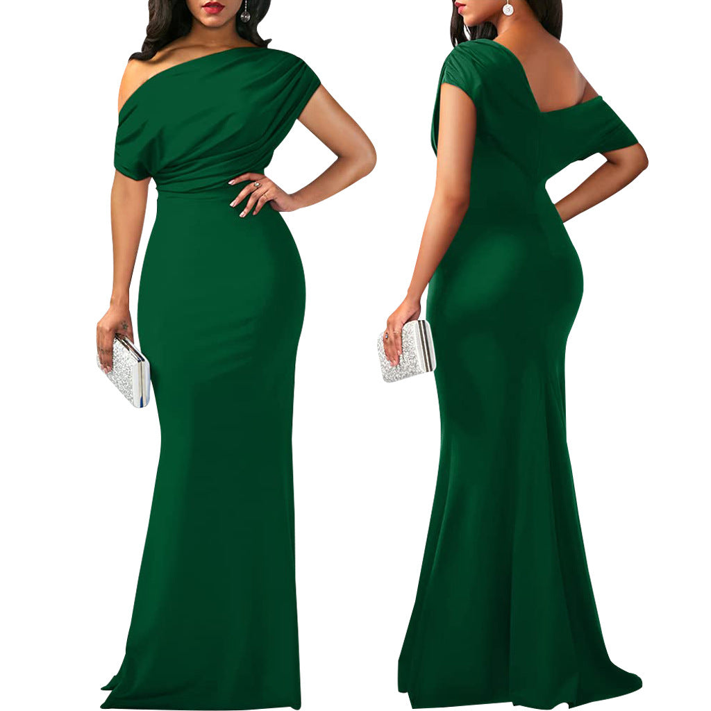 Elegant 2024 spring women's sleeveless off-shoulder long formal party dress by Trenches of Mariana, featuring a fitted silhouette.