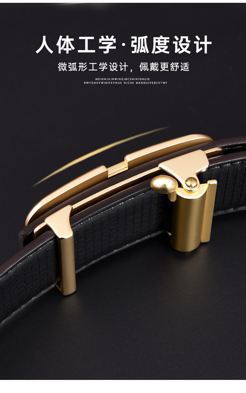 Men's Belt Genuine Leather Crocodile Pattern,Automatic Buckle